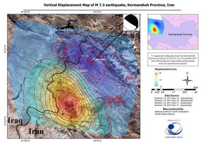 بیشترین جابجایی پوسته زمین در زلزله اخیر در ایران بود