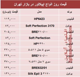 نرخ انواع اپیلاتور در بازار چند؟ +جدول