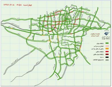 آخرین وضعیت ترافیک شهر تهران +نقشه
