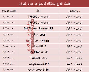 قیمت انواع تردمیل در بازار چند؟ +جدول