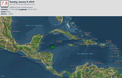 زلزله ۷/۶ریشتری دریای کارائیب در نزدیکی هندوراس
