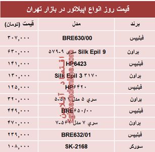 نرخ انواع اپیلاتور در بازار چند؟ +جدول