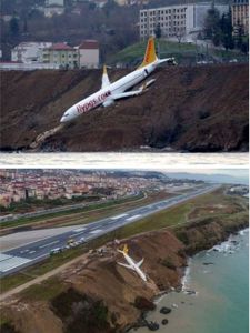 لغزندگی باند فرودگاه ترکیه، هواپیما را تا لب دریا کشاند +عکس