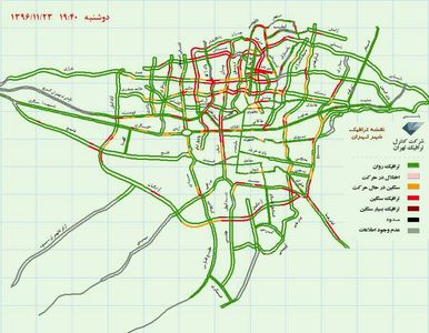 آخرین وضعیت ترافیکی شهر تهران +نقشه