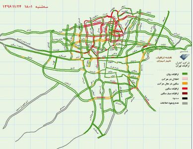 وضعیت ترافیک بزرگراه‌های تهران +نقشه