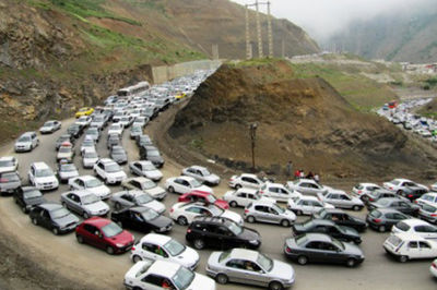 ترافیک سنگین در محورهای شمال-تهران