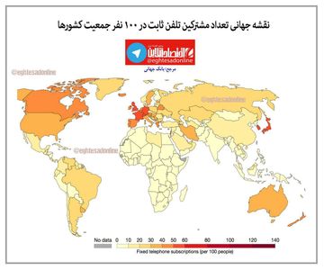 نقشه جهانی تعداد مشترکین تلفن ثابت +اینفوگرافیک