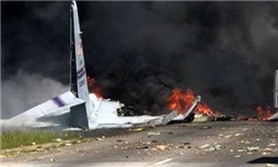 هواپیمای ترابری نظامی آمریکا سقوط کرد+عکس