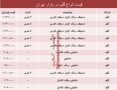 نرخ انواع گلیم‌ در بازار تهران؟ +جدول
