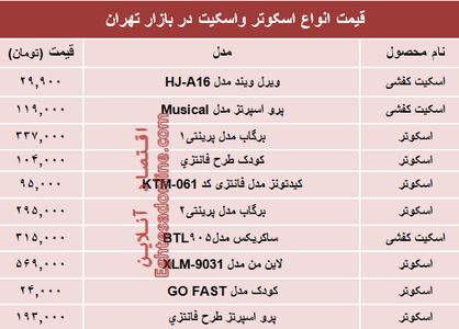 قیمت انواع اسکوتر و اسکیت در بازار چند؟ +جدول