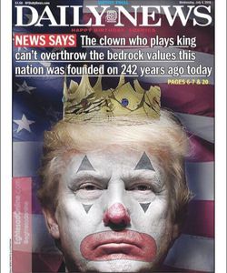 دلقک پادشاه روی جلد روزنامه «نیویورک دیلی نیوز»