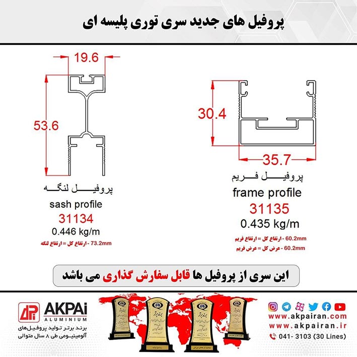 عرضه پروفیل‌های جدید سری توری پلیسه‌ای توسط آکپا