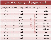 هزینه سفر به قشم در تیر۹۷ +جدول