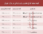 قیمت جدید انواع خودرو رنو در بازار تهران +جدول